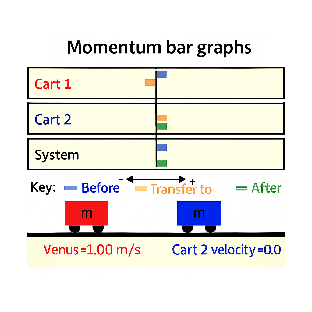 Collisions in 1-Dimension, with bar graphs